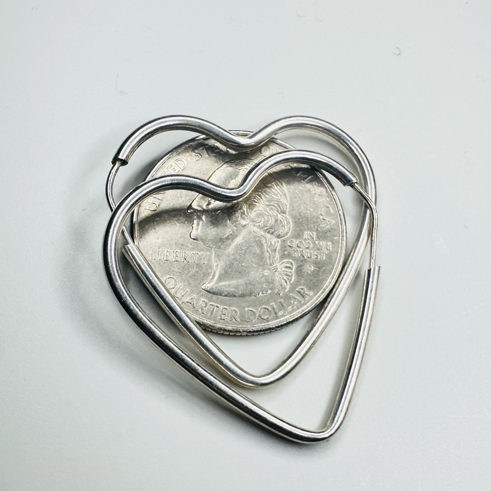 925 Heart Hoops - Sterling Silver Endless Posts - Picture 4 of 5